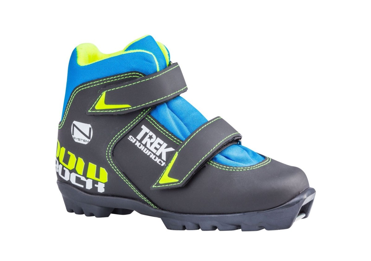 лыжные ботинки детские TREK Snowrock1 черный (лого лайм неон) N