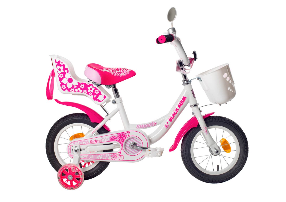 Велосипед Black Aqua Sweet 12, 1s, 2018 KG1203 со светящимися колесами, бело-розовый