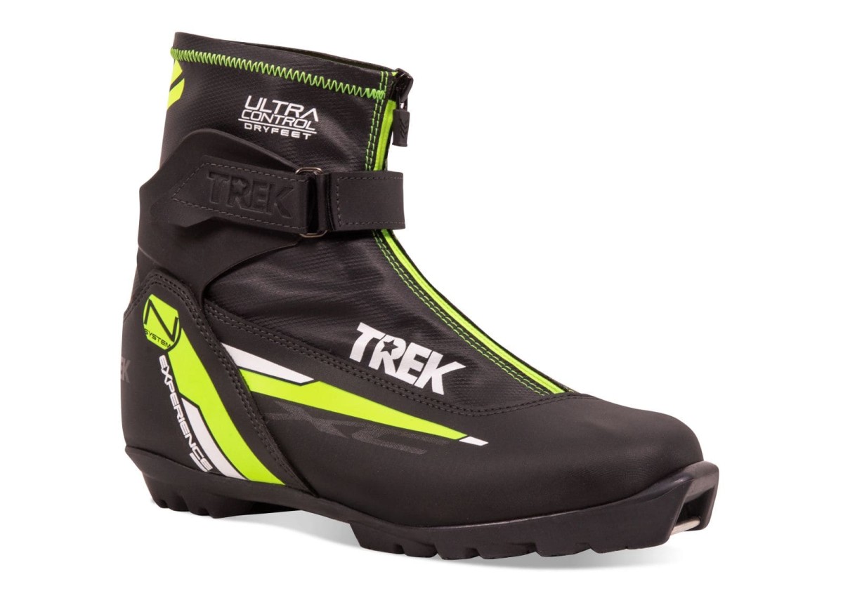 лыжные ботинки TREK Experience1 черный (лого зеленый неон)