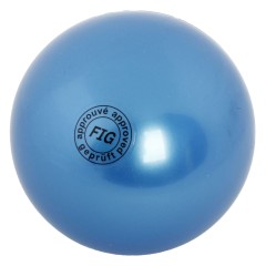 Мяч для художественной гимнастики силикон FIG Металлик 420 г,19 см голубой